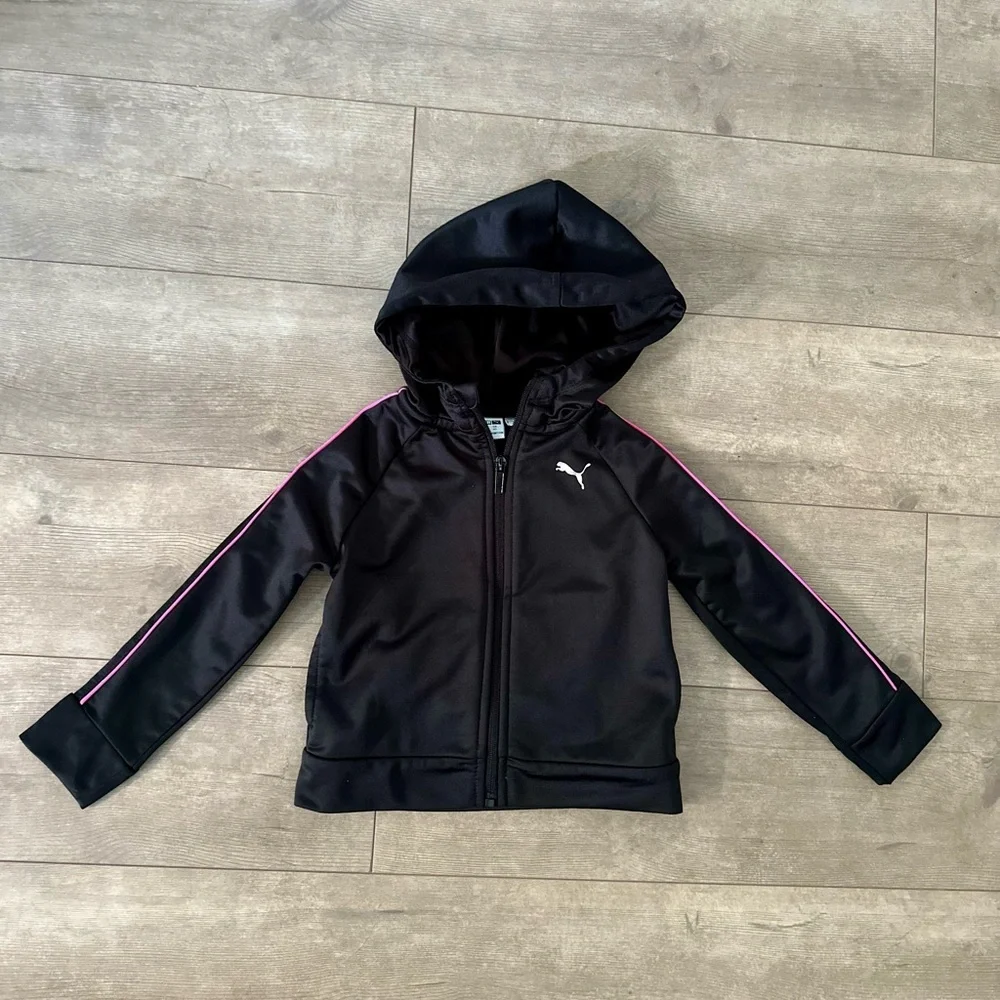 Puma 3T Toddler Girl Black Pink Silky Track Hooded Zip Jacket
Euc - Picture 3 of 8